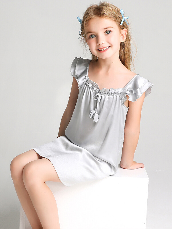 19 Momme Sweet Ruffled Silk Dress for Girls